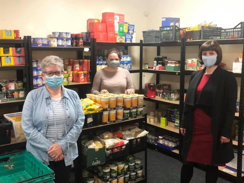 Bridget at a food bank in the constituency