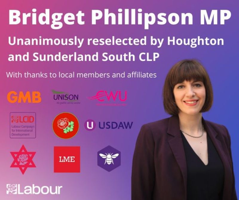 Bridget Phillipson MP unanimously reselected by Houghton and Sunderland South CLP