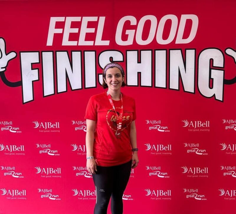 Bridget after the finish line at the Great North Run