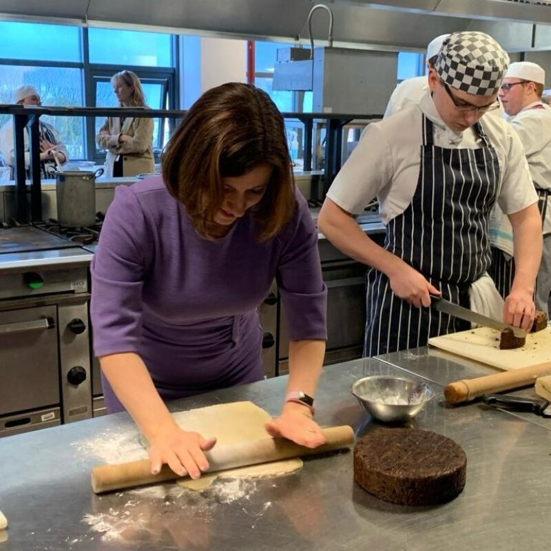 Bridget baking with students at EKC Broadstairs College