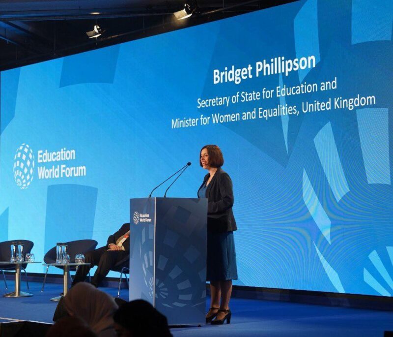 Bridget speaking at the Education World Forum