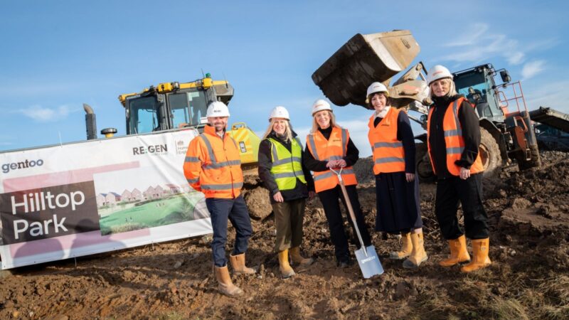 Bridget (second from right) at Hilltop Park with Gentoo, Homes England and RE:GEN representatives