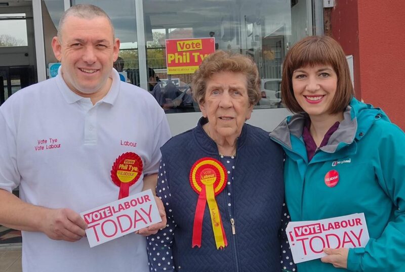 Vera (centre) with Bridget (right) and former Labour councillor Phil Tye (left)